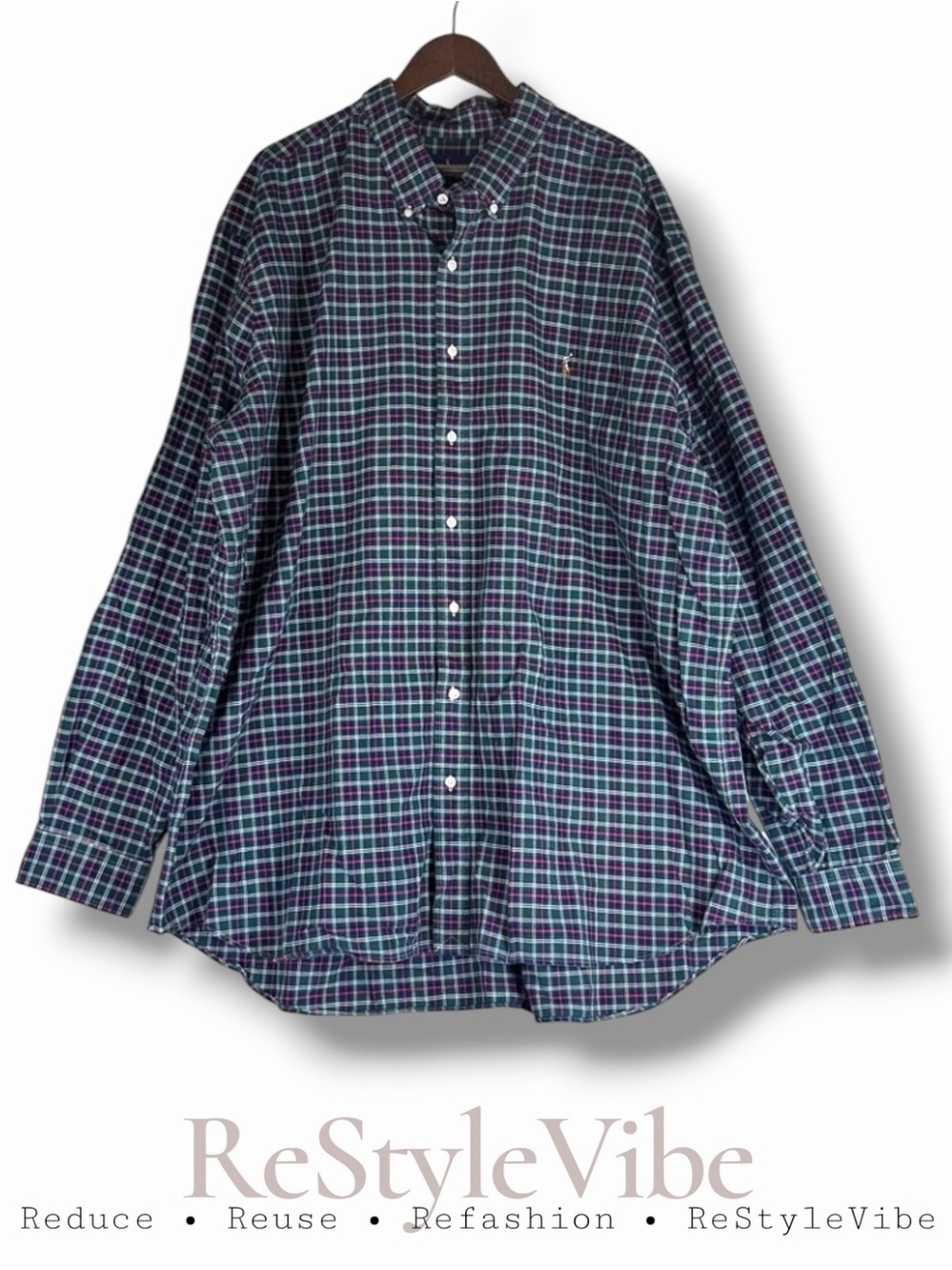 RALPH LAUREN Men’s Size 3XLT Shirt Button Down Plaid Long Sleeve